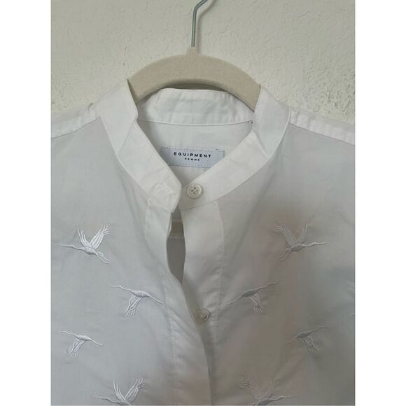 Equipment Cherine Collarless Button up Embroidered Shirt NEW - Picture 6 of 9